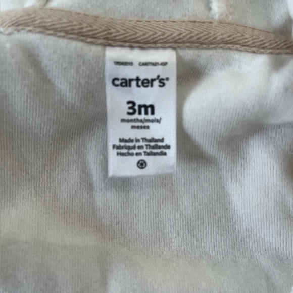Carter’s 3 piece set cream 3 months Koala Butt Velour Terry cloth Zip Jacket - Picture 2 of 7